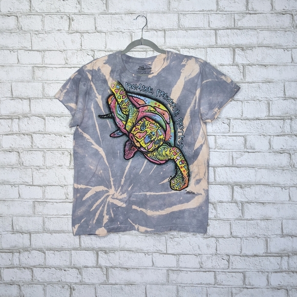 The Mountain Tops - Turtle Animal Sea Ocean Bleach Tie Dye T-shirt